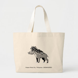 Grand Tote Bag Cochon de verge - animal en voie de disparition - 