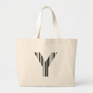 Grand Tote Bag CODE À BARRES DE LA LETTRE Y Premier motif de code