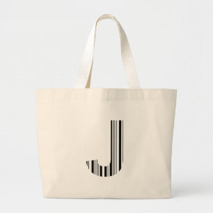 Grand Tote Bag Code-barres LETTRE J Première initiale Modèle de c