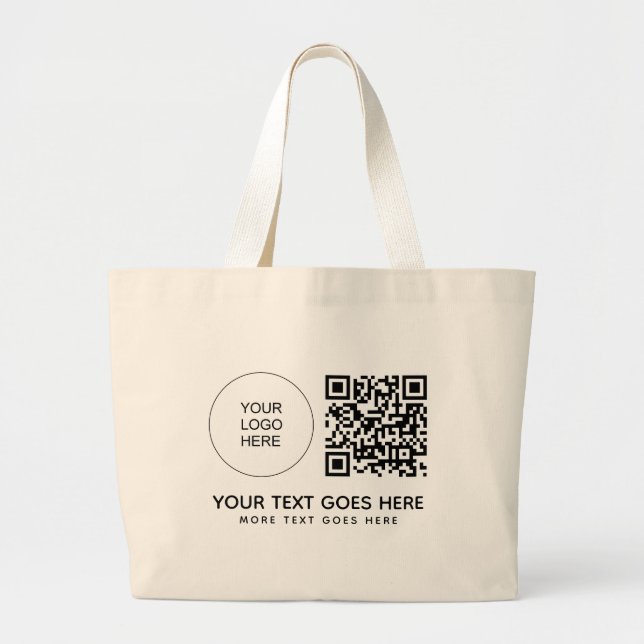 Grand Tote Bag Code QR Code barre Logo de l'entreprise impression (Devant)