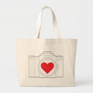 Grand Tote Bag Coeur d'appareil-photo