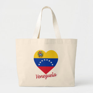Grand Tote Bag Coeur de drapeau du Venezuela