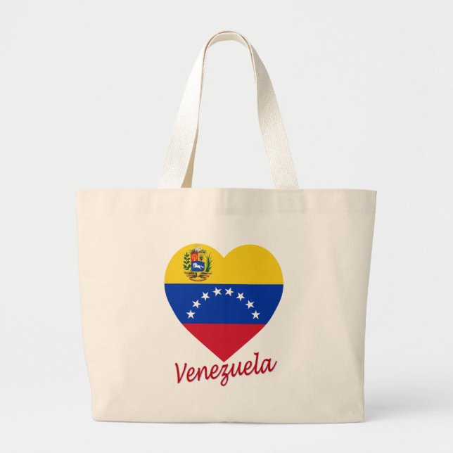 Grand Tote Bag Coeur de drapeau du Venezuela (Devant)