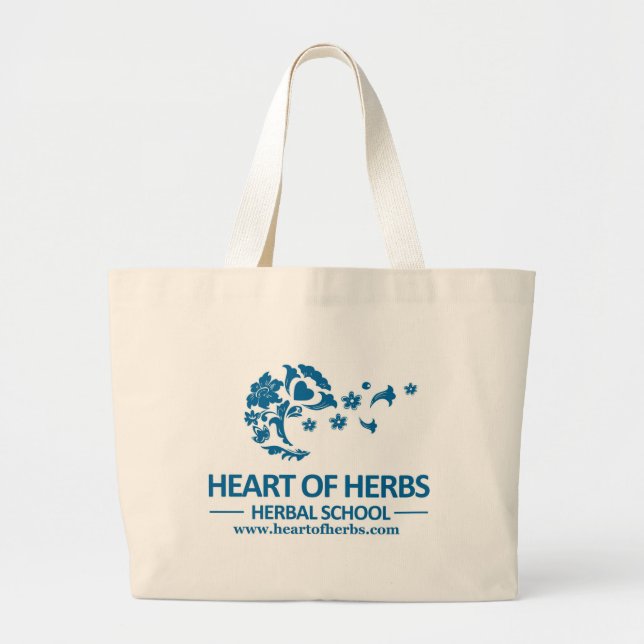 Grand Tote Bag Coeur de l'éléphant de fines herbes Fourre-tout (Devant)