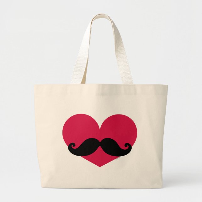 Grand Tote Bag Coeur de moustache (Devant)