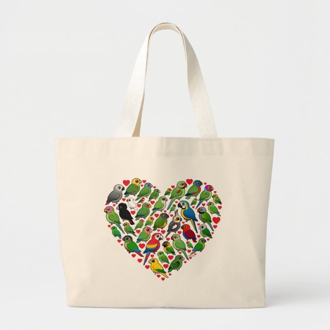 Grand Tote Bag Coeur de perroquet (Devant)