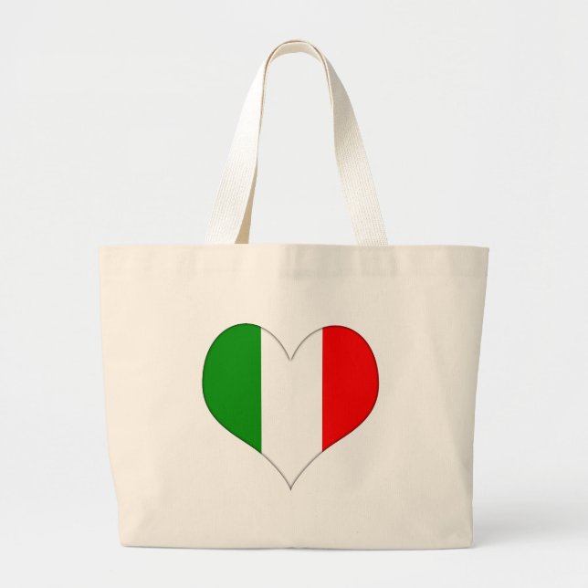 Grand Tote Bag Coeur du drapeau italien (Devant)
