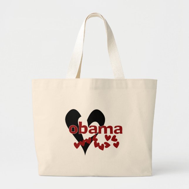 Grand Tote Bag Coeur Obama (Devant)