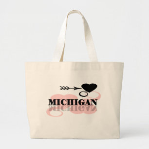 Grand Tote Bag Coeur rose Michigan