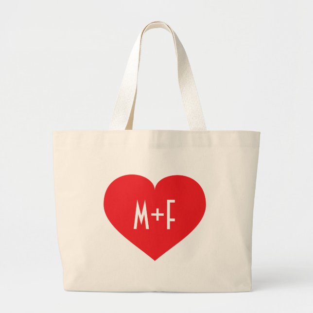Grand Tote Bag Coeur rouge (Devant)