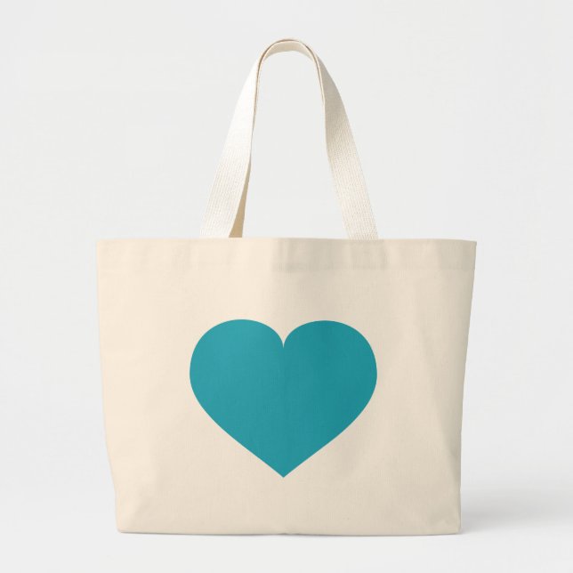 Grand Tote Bag Coeur turquoise (Devant)