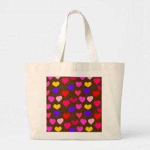 Grand Tote Bag Coeurs amusants colorés pour les Valentines