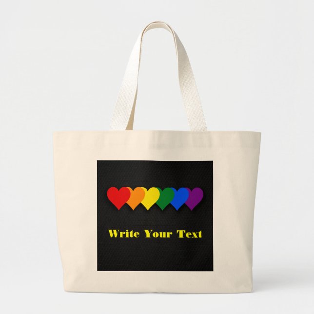 Grand Tote Bag Coeurs de fierté LGBT (Devant)