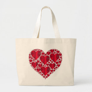GRAND TOTE BAG COEURS ROUGES POUR LA JOURNÉE DE VALENTINE