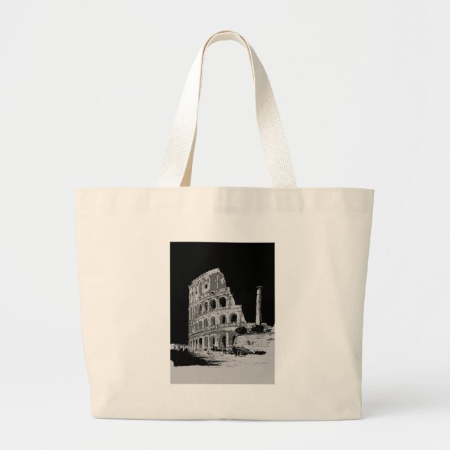 Grand Tote Bag Colisée noire et blanche (Devant)