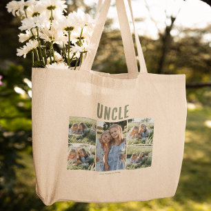Grand Tote Bag Collage de photos personnalisé Oncle 5