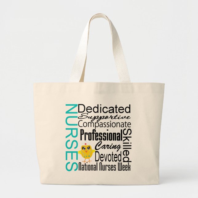 Grand Tote Bag Collage de reconnaissance des infirmières - Semain (Devant)