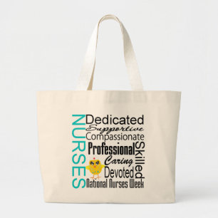 Grand Tote Bag Collage de reconnaissance d'infirmières - le