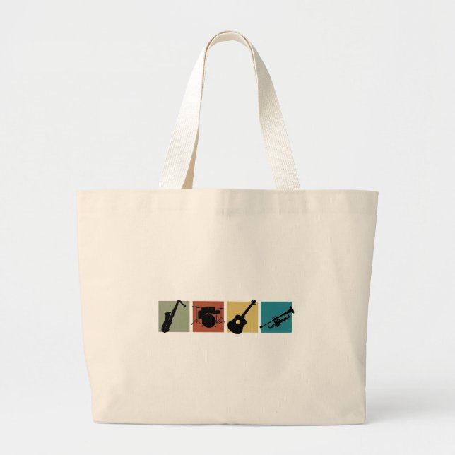 Grand Tote Bag Collage d'instrument de musique de tba (Devant)