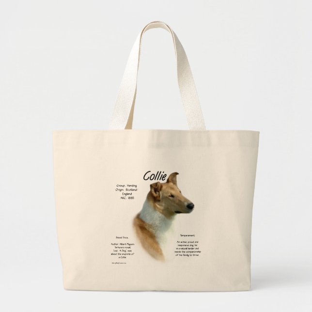 Grand Tote Bag Collie (sable lisse) Historique Conception (Devant)