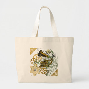 Grand Tote Bag Conception affligée de Steampunk de regard