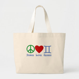 Grand Tote Bag Conception astrologique de Gémeaux d'amour de pai