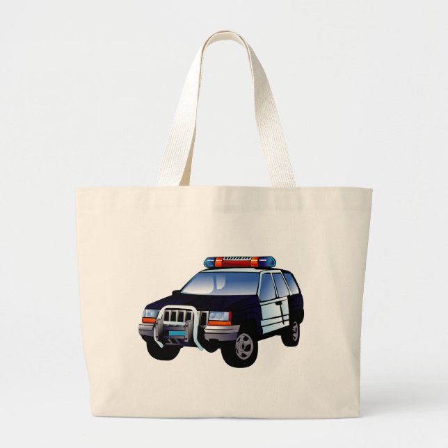 Grand Tote Bag Conception de caricatures pour enfants de la polic (Devant)