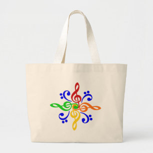 Grand Tote Bag Conception de clef basse et triple