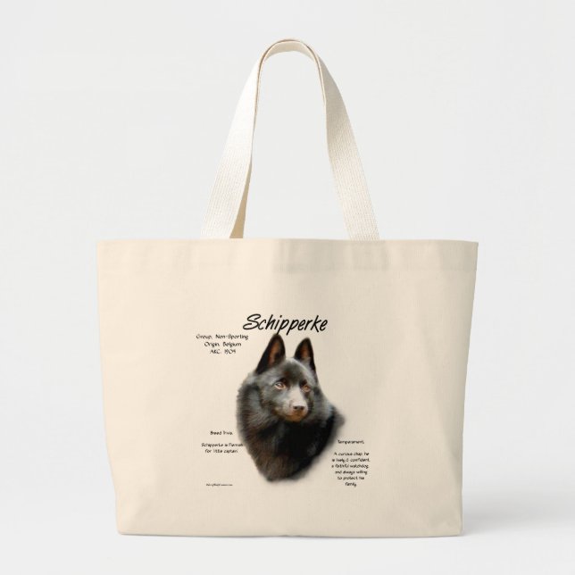 Grand Tote Bag Conception de l'historique de Schipperke (Devant)