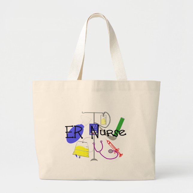 Grand Tote Bag Conception de matériel médical d'infirmière d'ER (Devant)