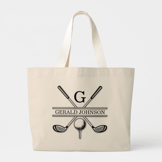 Grand Tote Bag Conception de Monogramme de Golf Elégant Personnal (Dos)