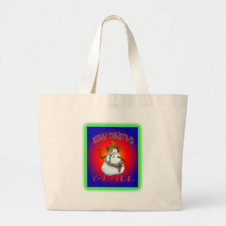 Grand Tote Bag Conception de Snowman coloré western Howdy