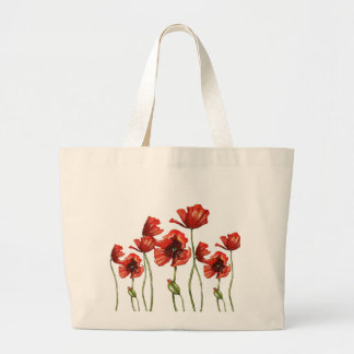Grand Tote Bag Conception florale de pavots rouges