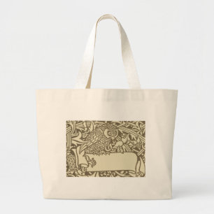 Grand Tote Bag Conception florale vintage de hibou de William Mor