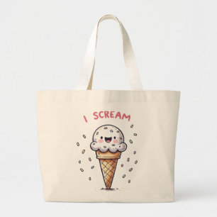 Grand Tote Bag Cône de glace Je crie avec paillettes