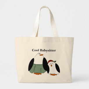 Grand Tote Bag Cool Babysitter Cute Cartoon Pingouins