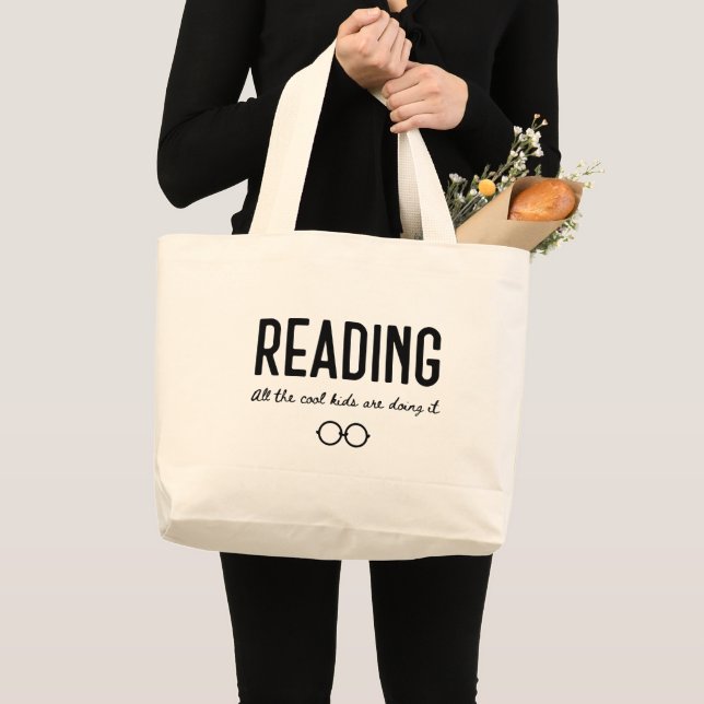 Grand Tote Bag Cool Kids Lire le livre de bibliothèque (Devant (produit))