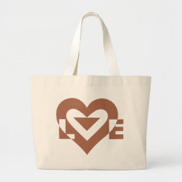 Grand Tote Bag Cool Love Graphic, Mocha Brown