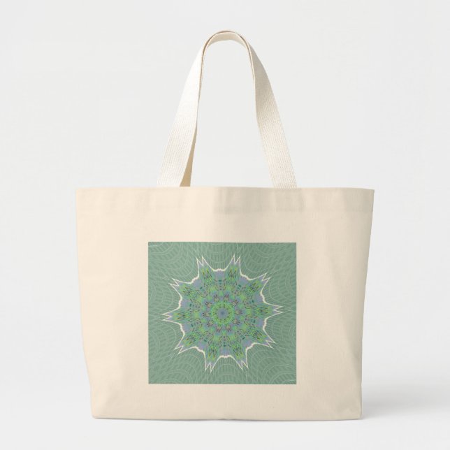 Grand Tote Bag Cool vert motif floral (Devant)