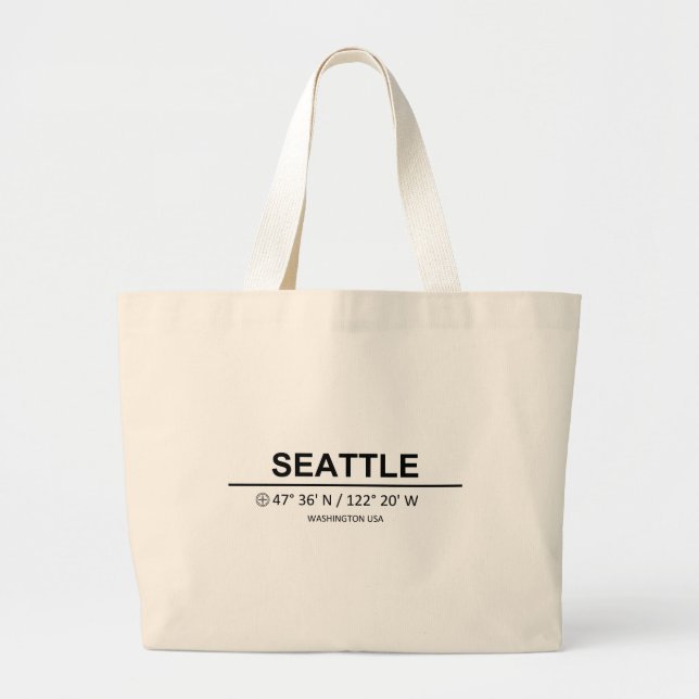 Grand Tote Bag Coordonnées Seattle (Devant)