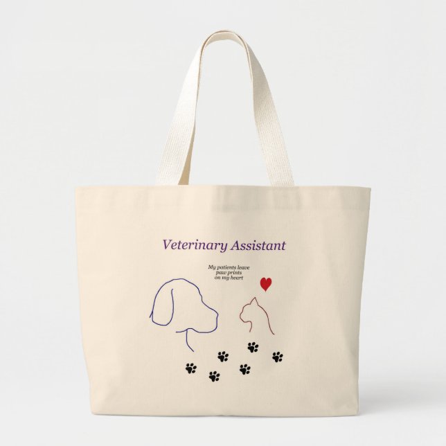 Grand Tote Bag Copies vétérinaires d'Assistant-Patte sur mon (Devant)
