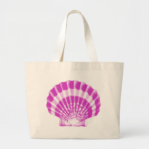 Grand Tote Bag Coquillage - orchidée et blanc