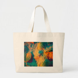 Grand Tote Bag Coquillages colorés et sable sur le hêtre