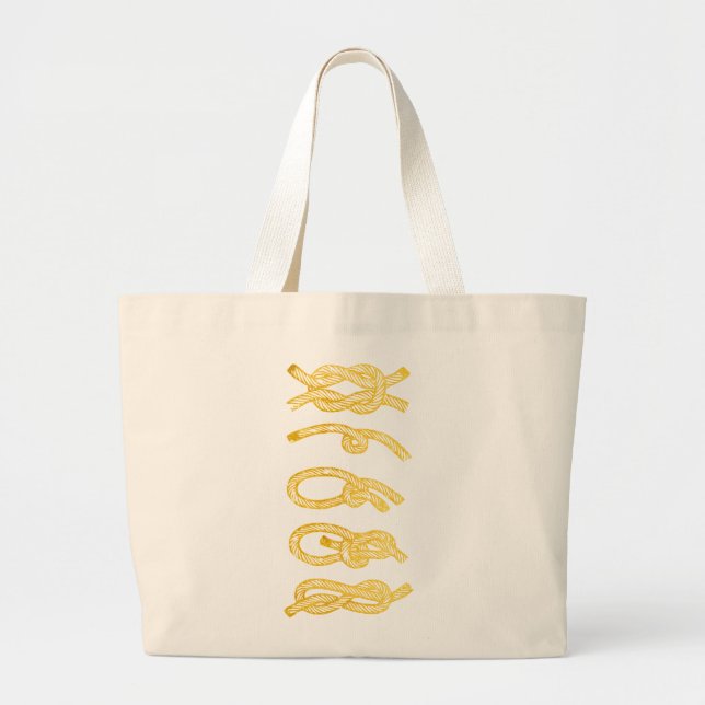 Grand Tote Bag Corde nautique Fourre-tout d'or (Devant)