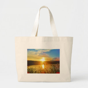 Grand Tote Bag Coucher de soleil sur le lac Arrowhead