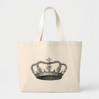 Grand Tote Bag Couronne vintage noir et blanc