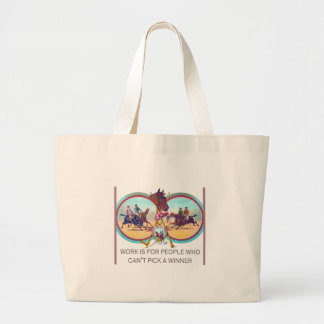 Grand Tote Bag Course de chevaux drôle - travaillez pour les