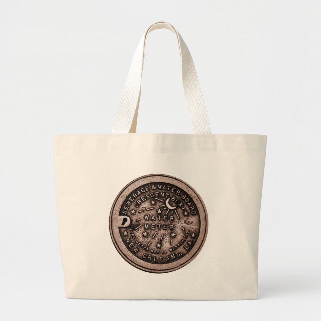 Grand Tote Bag Couverture du compteur d'eau de la Nouvelle-Orléan (Devant)