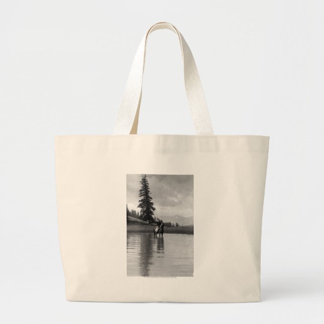 Grand Tote Bag Cowboy dans un étang (Devant)