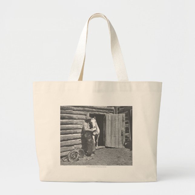 Grand Tote Bag Cowboy lisant une lettre (Devant)